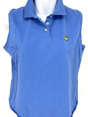 Magnolia Lane Masters Collection Blue Pima Cotton Sleeveless Golf Polo M